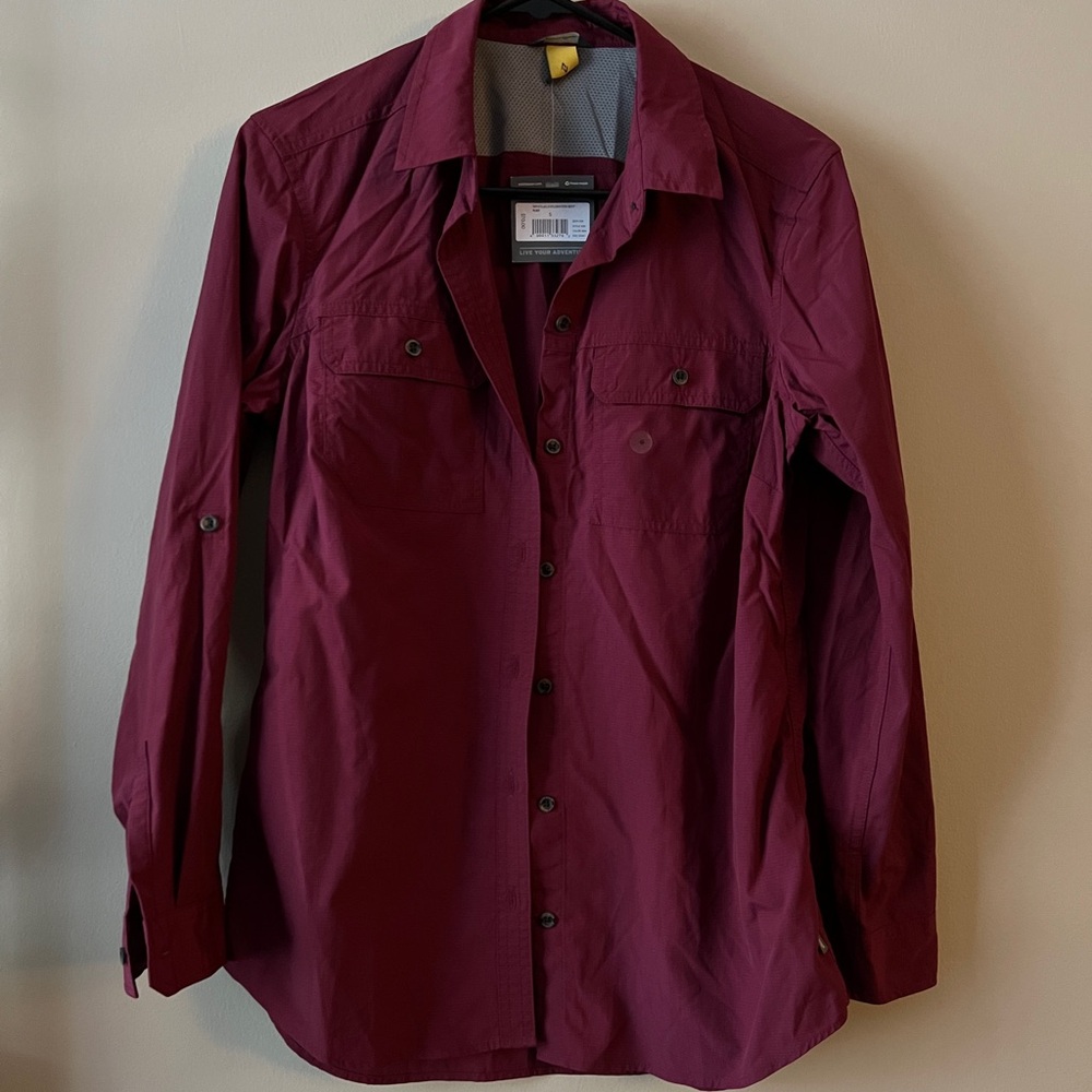 NWT Eddie Bauer Women’s Ruby RedWr Atlas Exploration Boyfriend Shirt (Size S)